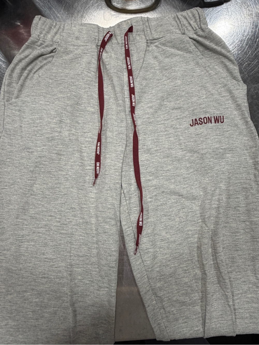Jason Wu ' Gray Sweatpants with Burgundy Drawcord